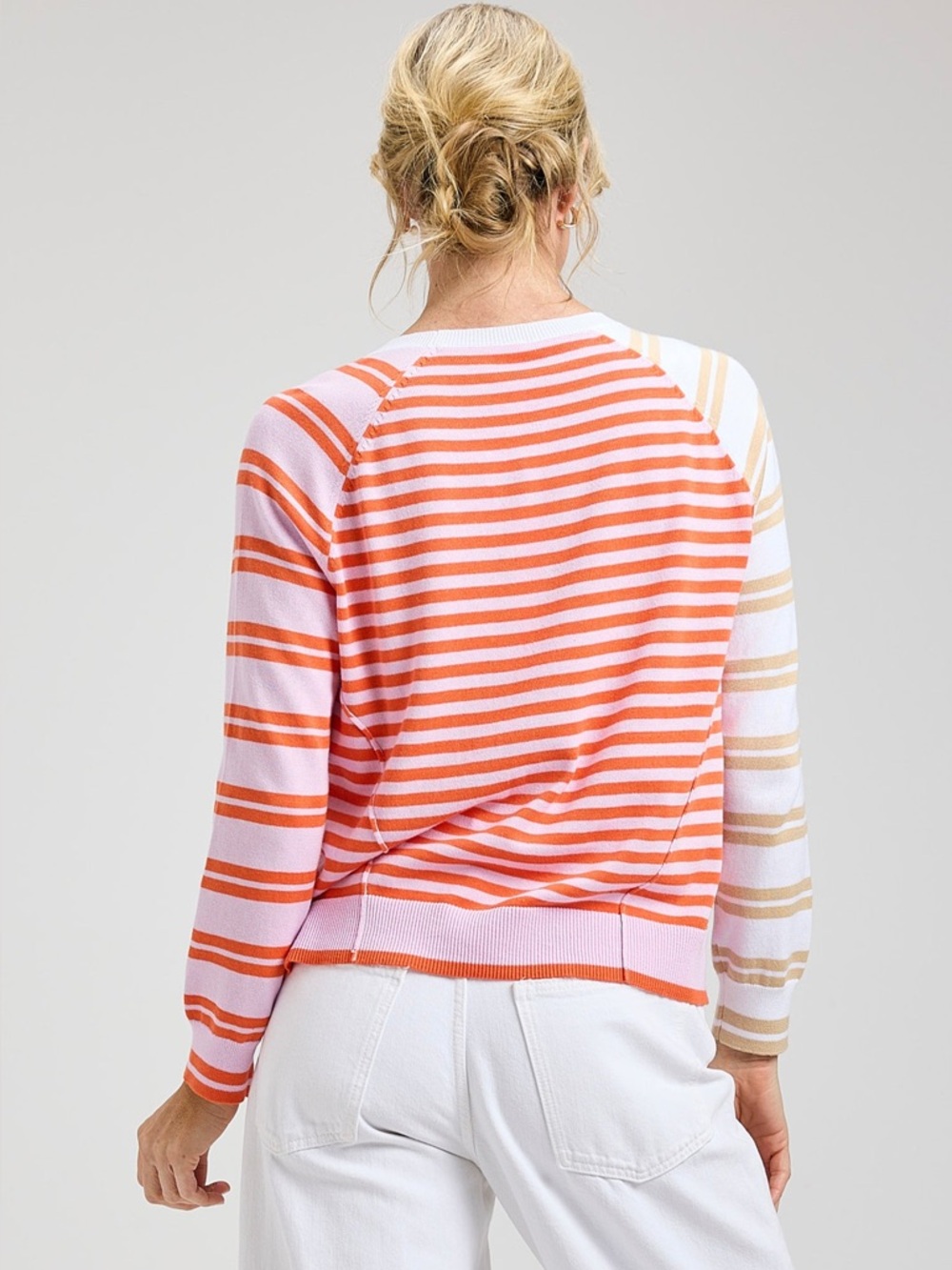 Zaket & Plover Pastels Cotton Crazy Stripe Lightweight Sweater - Picture 3 of 13